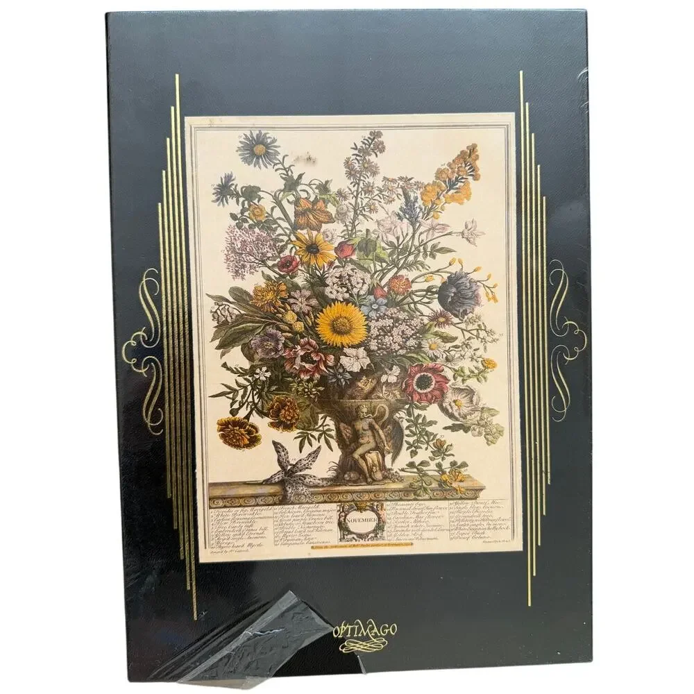 NIB: OPTIMAGO Hand Cut Wooden Jigsaw Puzzle: Furber‎ Flower Engravings November